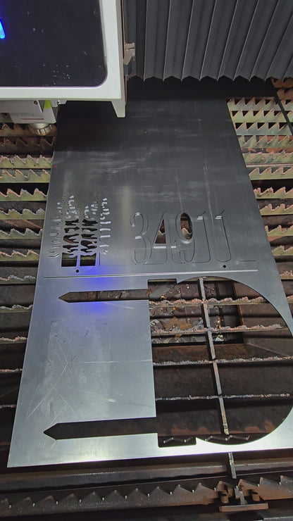 Custom Metal Address Sign - Modern Forest Design