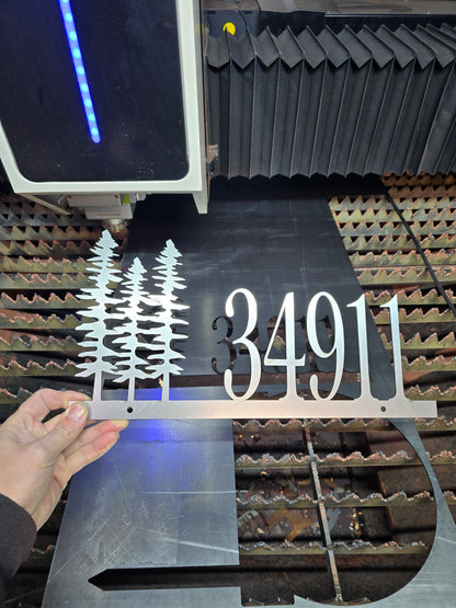 Custom Metal Address Sign - Modern Forest Design